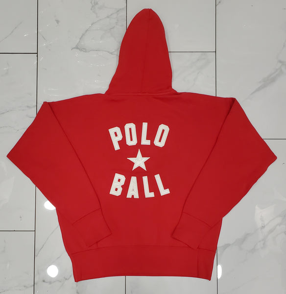Nwt Polo Ralph Lauren Red Embroidered Patch Polo Ball Hoodie - Unique Style