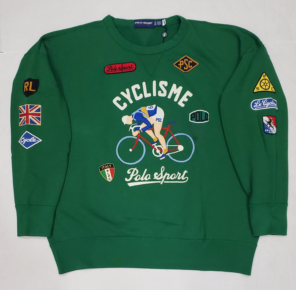Nwt Polo Ralph Lauren Green Cyclisme Polo Sport Patches Sweatshirt
