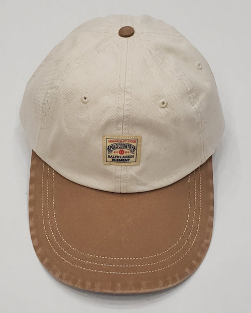 Nwt Polo Ralph Lauren Cream Polo Country Patch Element Skate Goods Adjustable Leather Strap Hat - Unique Style
