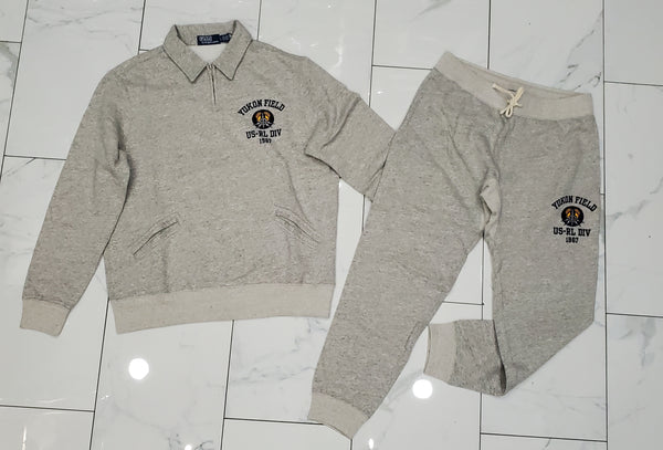 Nwt Polo Ralph Lauren Grey Yukon Field US-RL Div 1967 Half Zip Sweatshirt With Matching Joggers - Unique Style