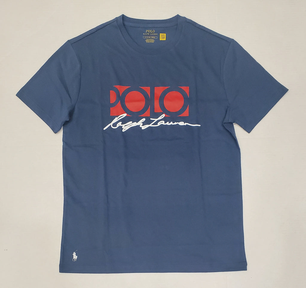 Nwt Polo Ralph Lauren Blue Script Spellout Tee