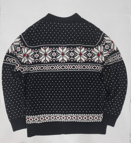 Nwt Polo Big & Tall Black Cotton/Cashmere Snow Flake Cardigan - Unique Style