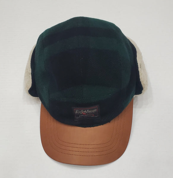 Nwt Polo Ralph Lauren Green/Black Plaid Wool Blend Ear Flap Hat - Unique Style