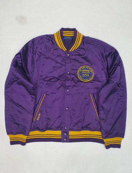 Nwt Polo Ralph Lauren Purple 1959 Athletics Team Northeast Champs Satin Jacket - Unique Style