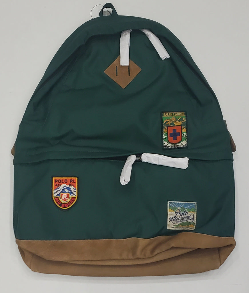 NWT Polo Ralph Lauren Green Suede Trim Patches Bag Pack