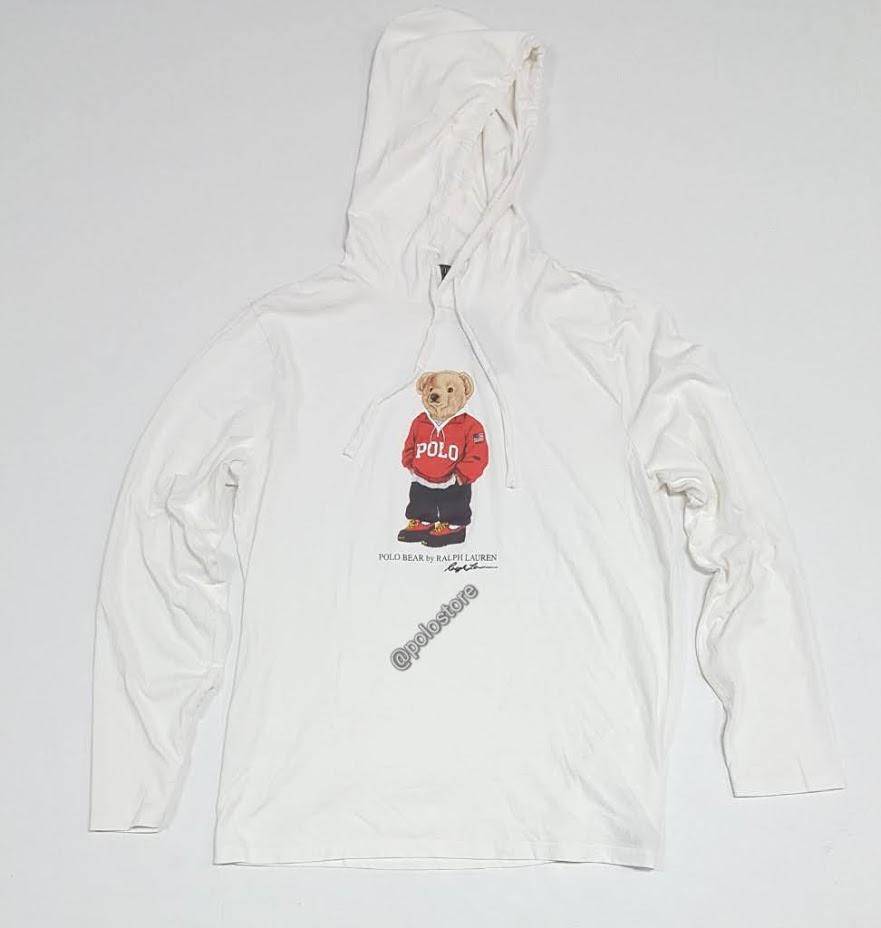 Nwt Polo Big & Tall White Spellout Teddy Bear L/S  Hoodie Tee