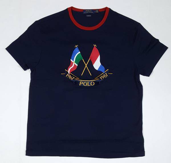 Nwt Polo Ralph Lauren Navy Cross Flags Classic Fit Anniversary Tee
