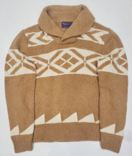 Nwt Polo Ralph Lauren Brown w/Brown Horse Shawl Neck Sweater