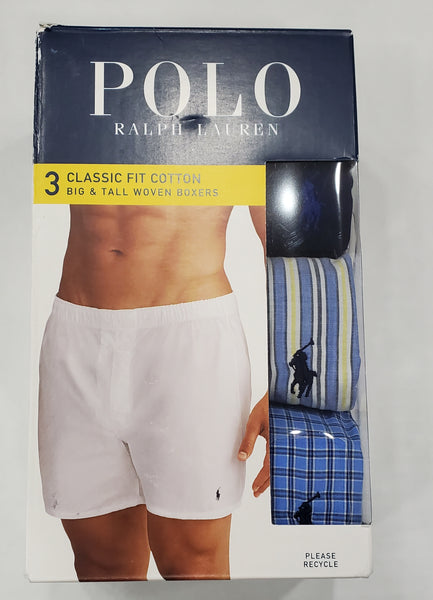 Polo Ralph Lauren Big and Tall Classic Fit 3 Pack Woven Striped Boxers - Unique Style