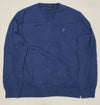 Nwt Polo Ralph Lauren Blue w/Light Blue Horse V-Neck Cotton Sweater - Unique Style