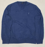 Nwt Polo Ralph Lauren Blue w/Light Blue Horse V-Neck Cotton Sweater - Unique Style
