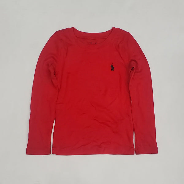 Nwt Girls Polo Ralph Lauren Red w/Black Horse Small Pony L/S Tee (2T-7T) - Unique Style
