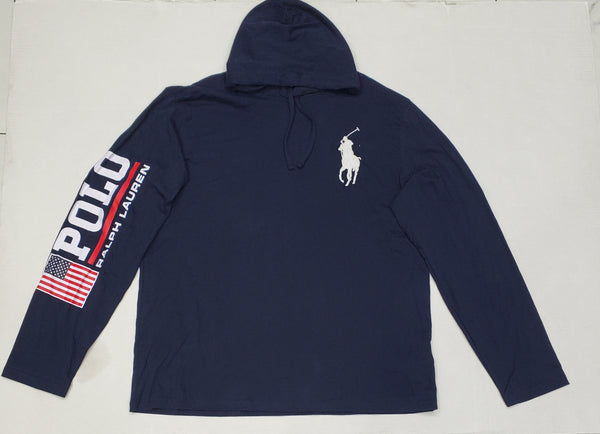 Nwt Polo Ralph Lauren Navy Long Sleeve Big Pony Hoodie Tee - Unique Style