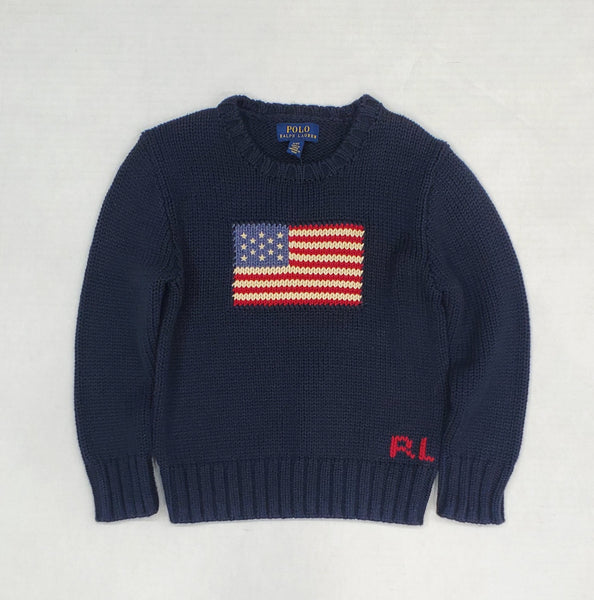 Nwt Kids Polo Ralph Lauren American Flag Knit Sweater (2T-7)