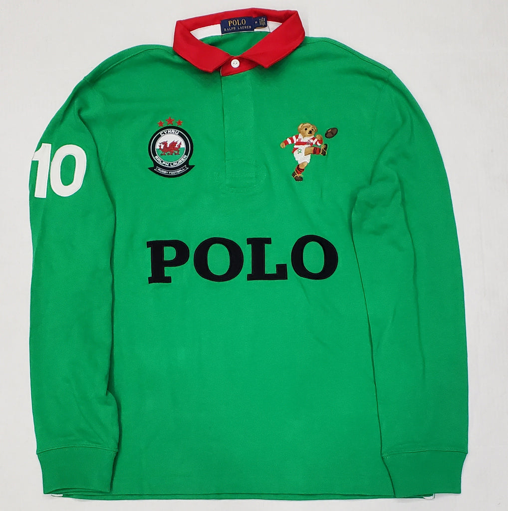 Nwt Polo Ralph Lauren Green/Red/Black/ Kicker Bear L/S Rugby