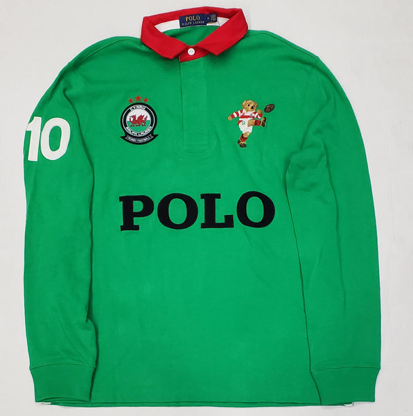 Nwt Polo Ralph Lauren Green/Red/Black/ Kicker Bear L/S Rugby - Unique Style
