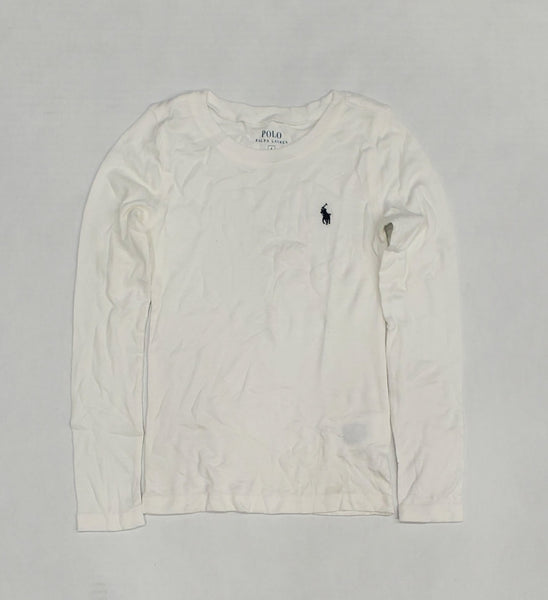 Nwt Girls Polo Ralph Lauren White w/Navy Horse Small Pony L/S Tee (2T-7T) - Unique Style