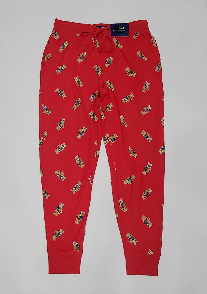 Nwt Polo Ralph Lauren Red Allover Basketball Bear Print Pajamas