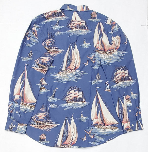 Nwt Polo Ralph Lauren Allover Sailboat Classic Fit Button Up - Unique Style