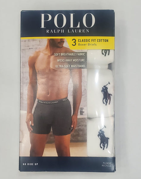 Polo Ralph Lauren Classic Fit 3 Pack Boxer Briefs (White/White/White) - Unique Style
