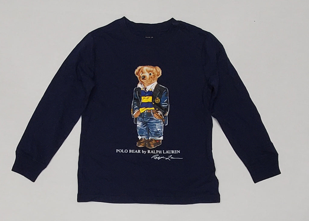Nwt Kids Polo Ralph Lauren Blazer Bear Navy L/S Tee (2T-7T)