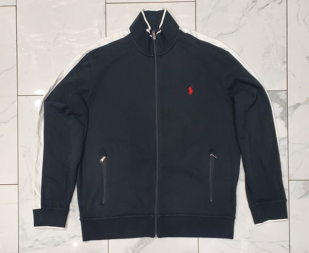 Nwt Polo Ralph Lauren Black /White With Red Small Pony Track Jacket