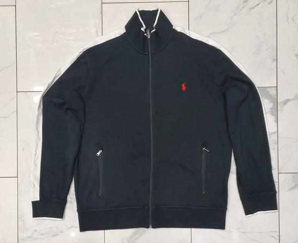 Nwt Polo Ralph Lauren Black /White With Red Small Pony Track Jacket - Unique Style