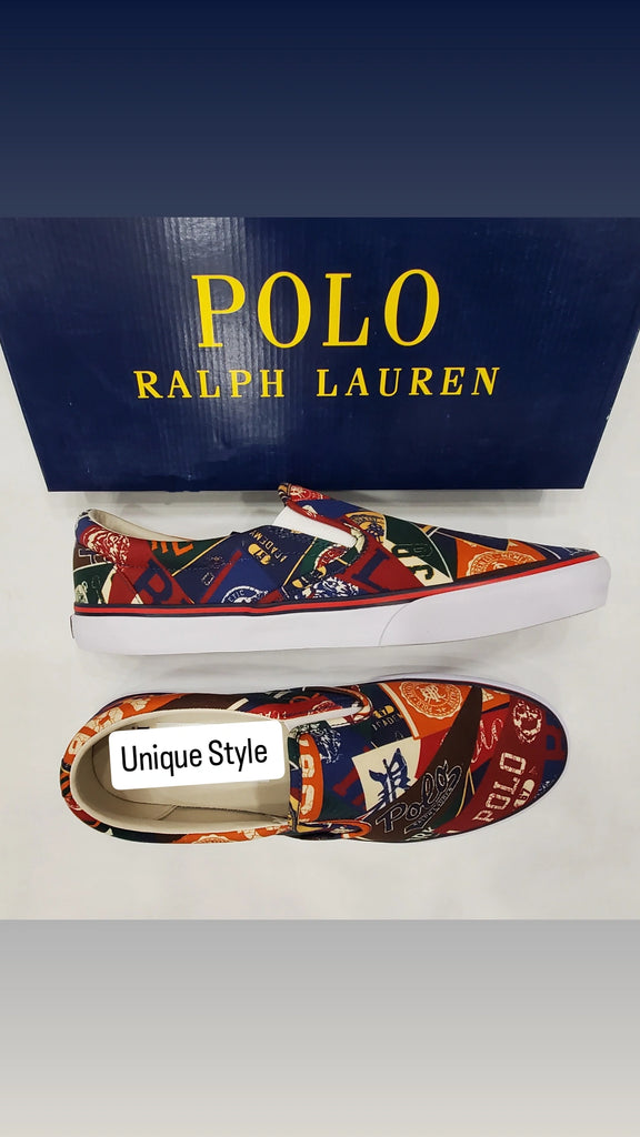 Nwt Polo Ralph Lauren Allover Print Canvas Sneaker