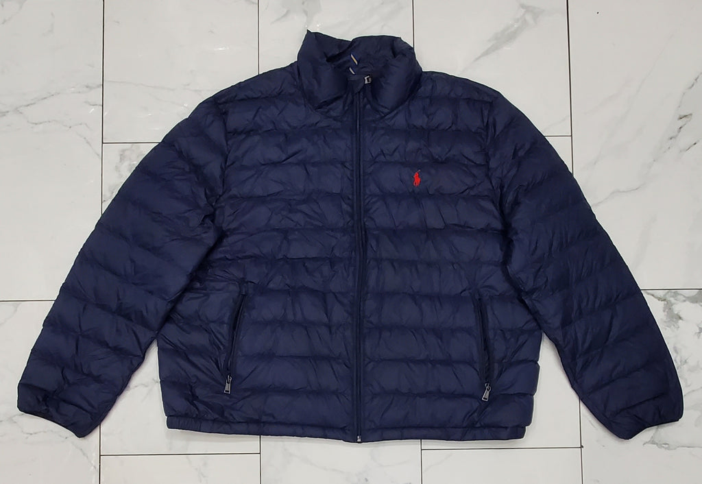 Nwt Polo Big & Tall Navy/Red Lightweight Down Nylon Jacket