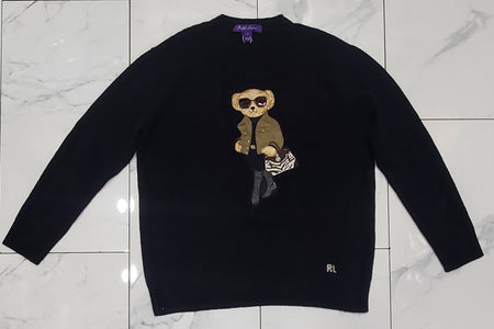 POLO RALPH LAUREN LIGHT GREY COTTON V-NECK SWEATER