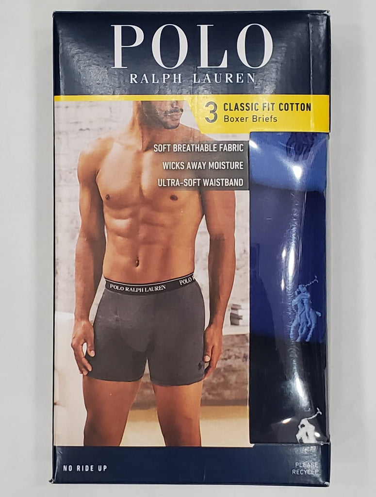 Polo Ralph Lauren Classic Fit 3 Pack Boxer Briefs (Blue/Royal Blue/Navy Blue)