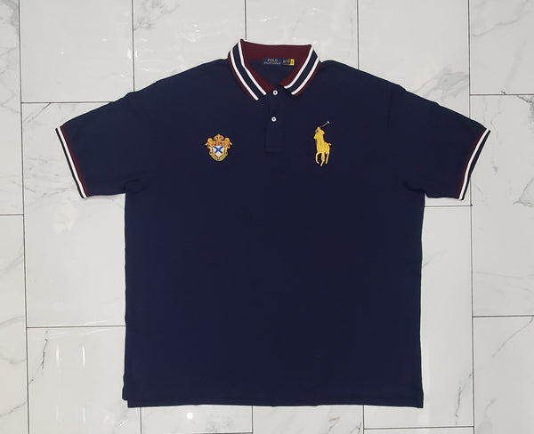 Nwt Polo Big & Tall Navy/Gold Big Pony Embroidered Crest Polo - Unique Style