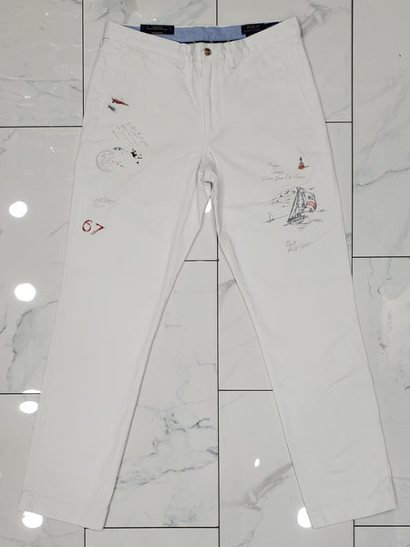 Nwt Polo Ralph Lauren White Sailboat RL 67 Straight Fit Pants - Unique Style