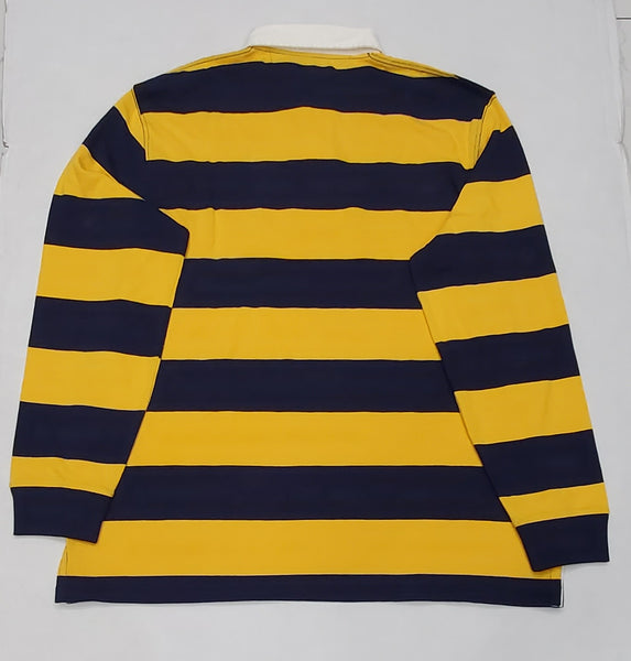 Nwt Polo Ralph Yellow/Navy Striped Small Pony Classic Fit Rugby - Unique Style