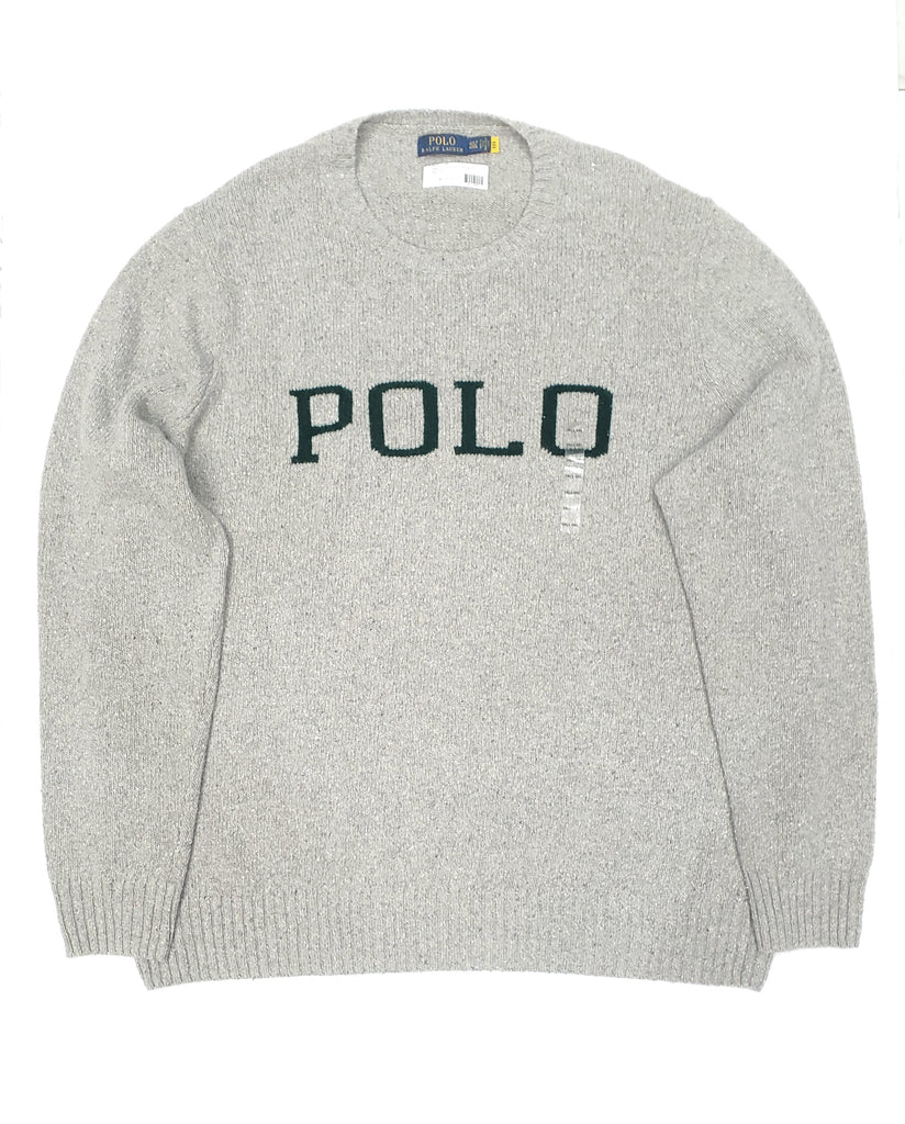 New Polo Big & Tall Grey Wool Spellout Sweater w/o Tag u