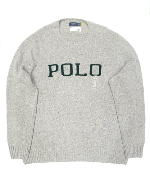 New Polo Big & Tall Grey Wool Spellout Sweater w/o Tag - Unique Style