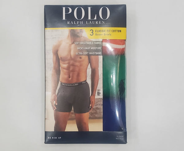 Polo Ralph Lauren Classic Fit 3 Pack Boxer Briefs (Orange/Green/Royal) - Unique Style