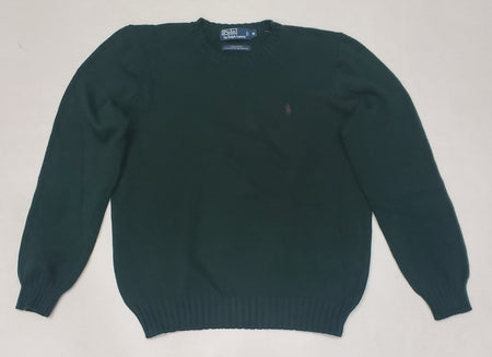 Nwt Polo Ralph Lauren Dark Grey w/Navy Horse V-Neck Cotton Sweater