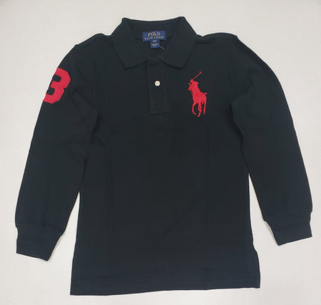 Kids Polo Ralph Lauren White with Navy Big Pony Polo Shirt (8-20)