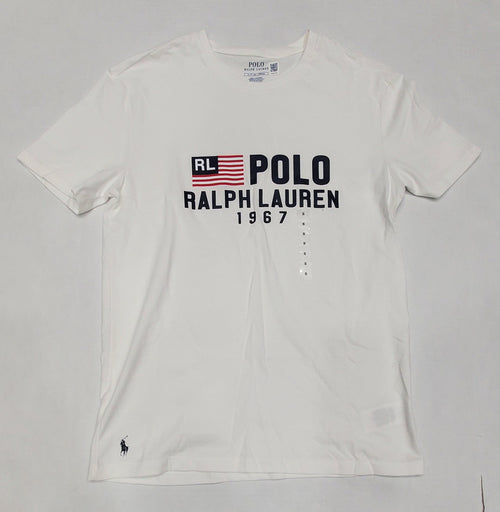 Nwt Polo Ralph Lauren White/Navy 1967 American Flag Tee - Unique Style