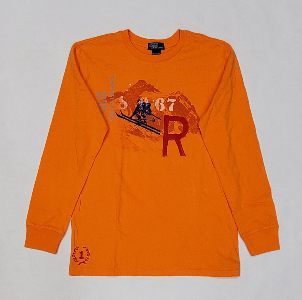 Nwt Kids Polo Ralph Lauren Orange Ski L/S Tee (8-20)