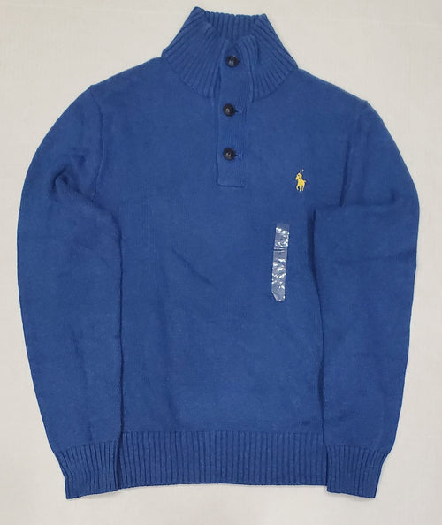 Nwt Polo Ralph Lauren Shale Blue Small Pony Mock Neck Sweater - Unique Style