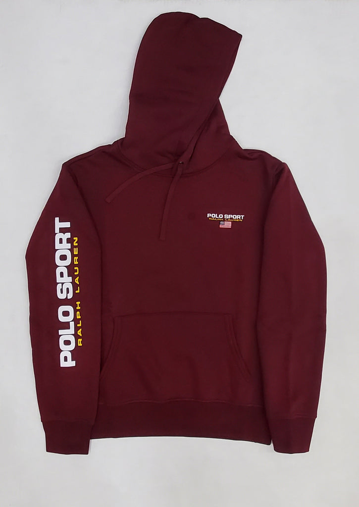 Nwt Polo Ralph Lauren Burgundy Polo Sport Written On Arm Pullover Hoodie