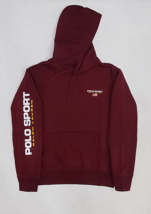 Nwt Polo Ralph Lauren Burgundy Polo Sport Written On Arm Pullover Hoodie - Unique Style