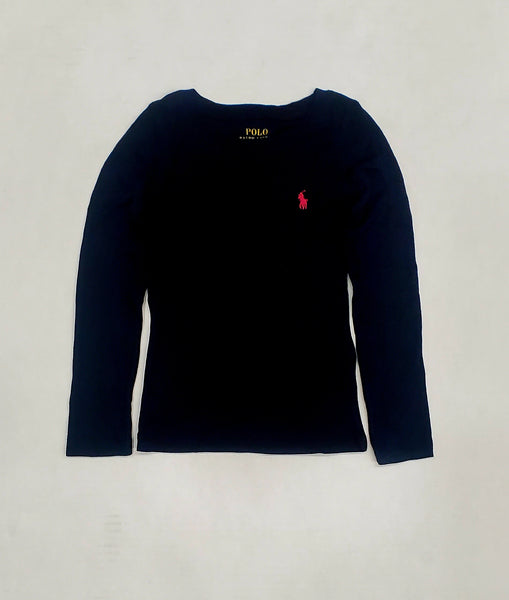 Nwt Girls Polo Ralph Lauren Black w/Pink Horse Small Pony L/S Tee (2T-7T) - Unique Style