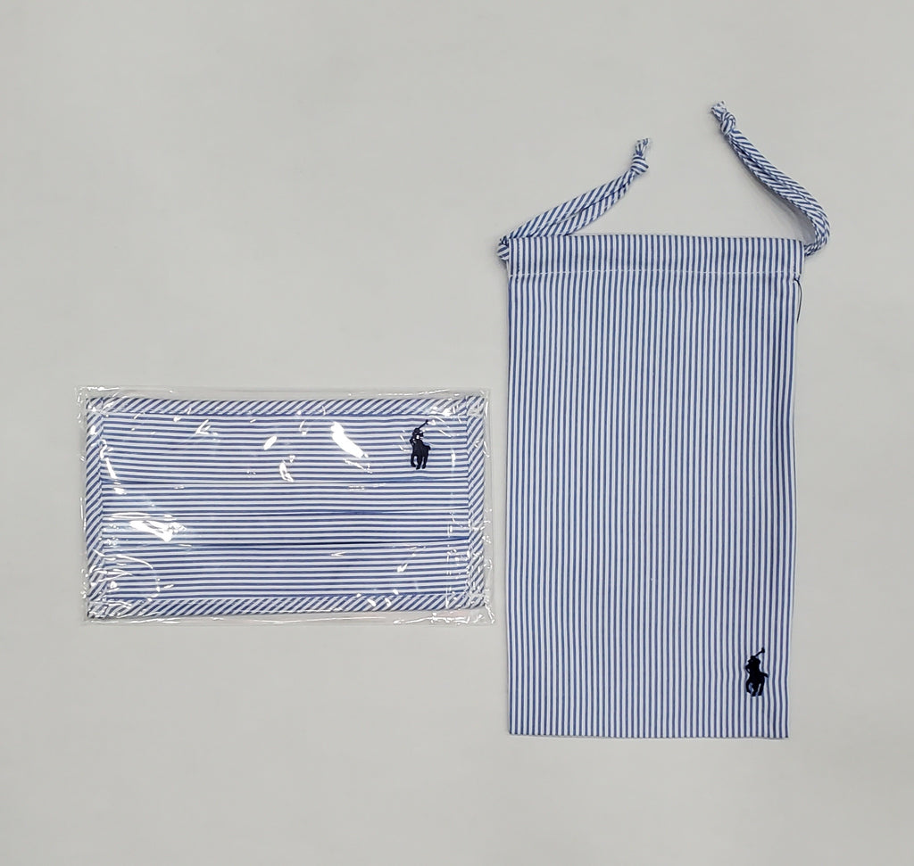 Polo Ralph Lauren Blue/White Pinstriped Mask w/Carrying Bag