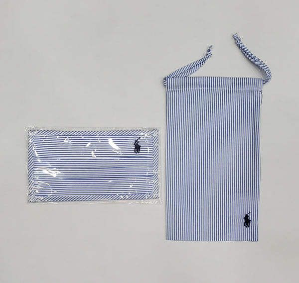 Polo Ralph Lauren Blue/White Pinstriped Mask w/Carrying Bag - Unique Style