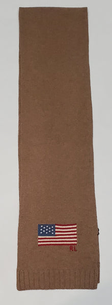 Nwt Polo Ralph Lauren Brown American Flag Scarf