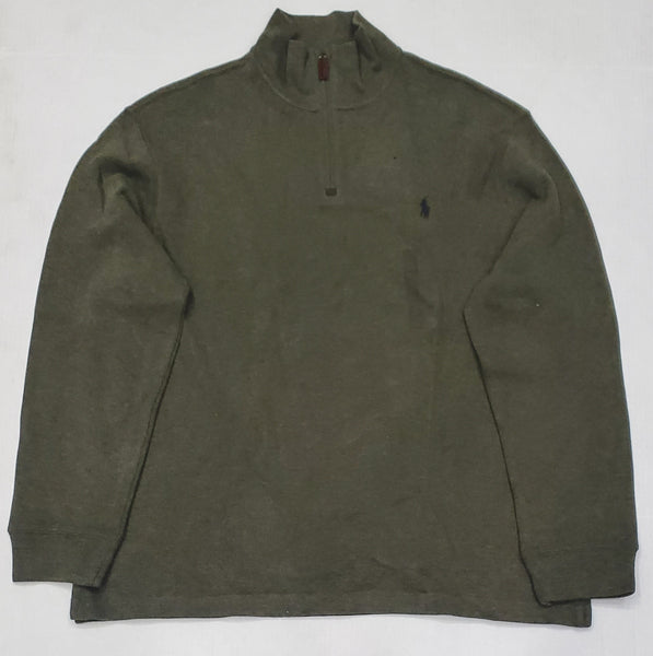 Nwt Polo Ralph Lauren Olive w/Navy Blue Horse Half-Zip Sweater - Unique Style