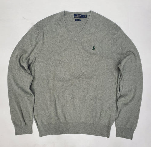 Nwt Polo Ralph Lauren Grey w/Green Horse V-Neck Cotton Sweater - Unique Style